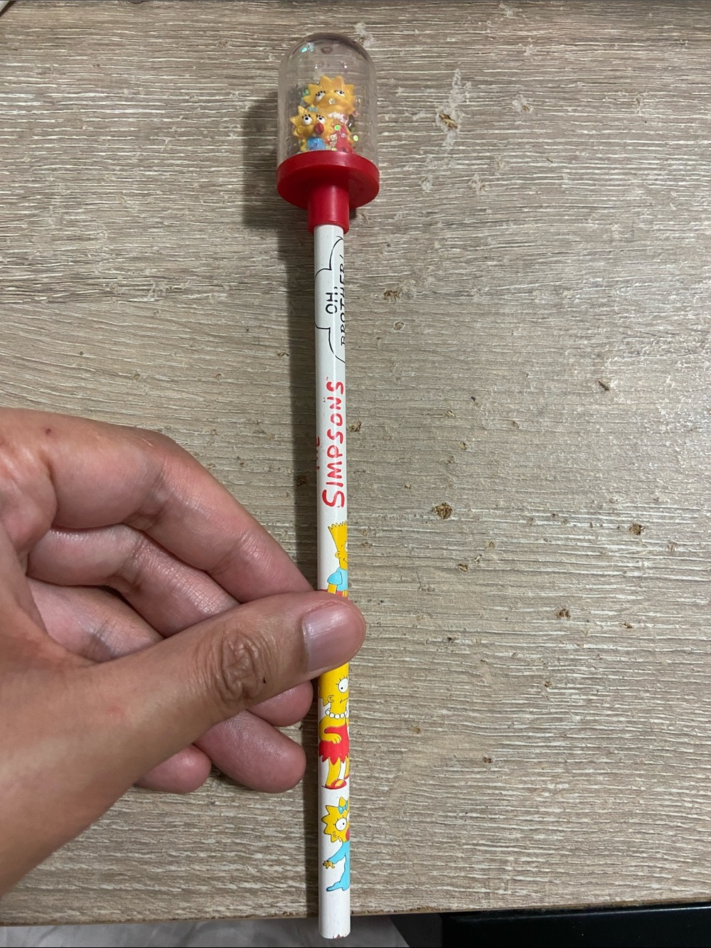 Vintage 1990 The Simpsons Maggie & Lisa Character Pencil with Red Dome Top